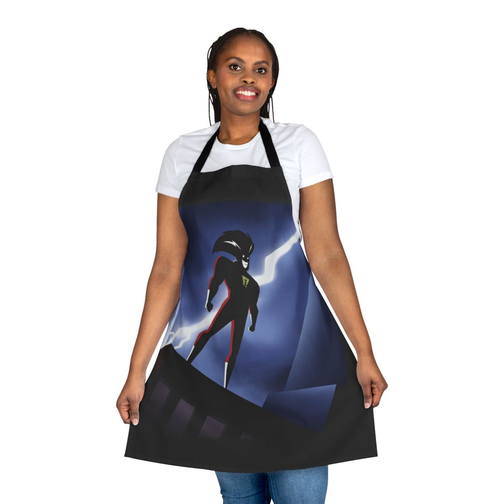 Freakazoid-inspired apron with colorful cartoon design