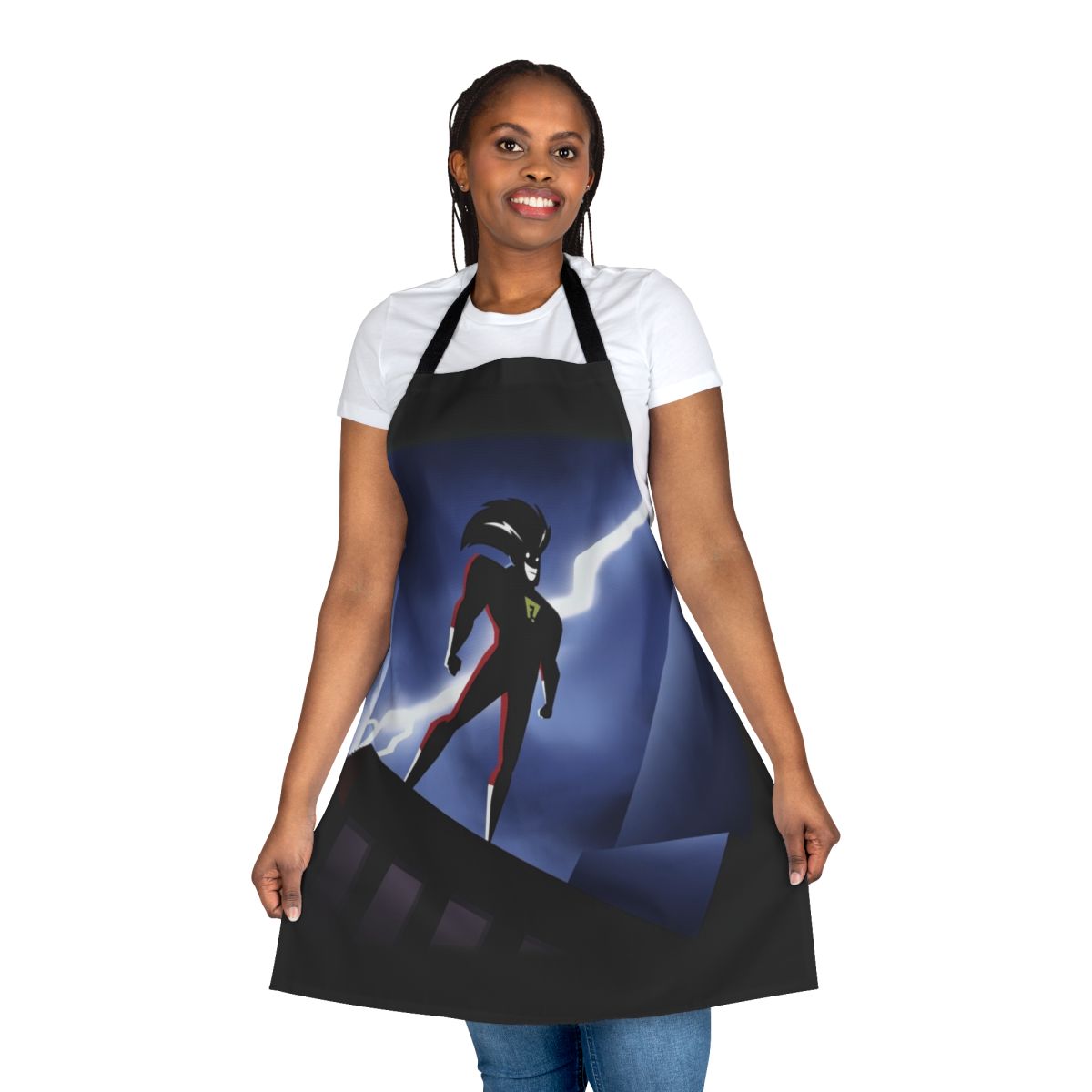 Freakazoid-inspired apron with colorful cartoon design