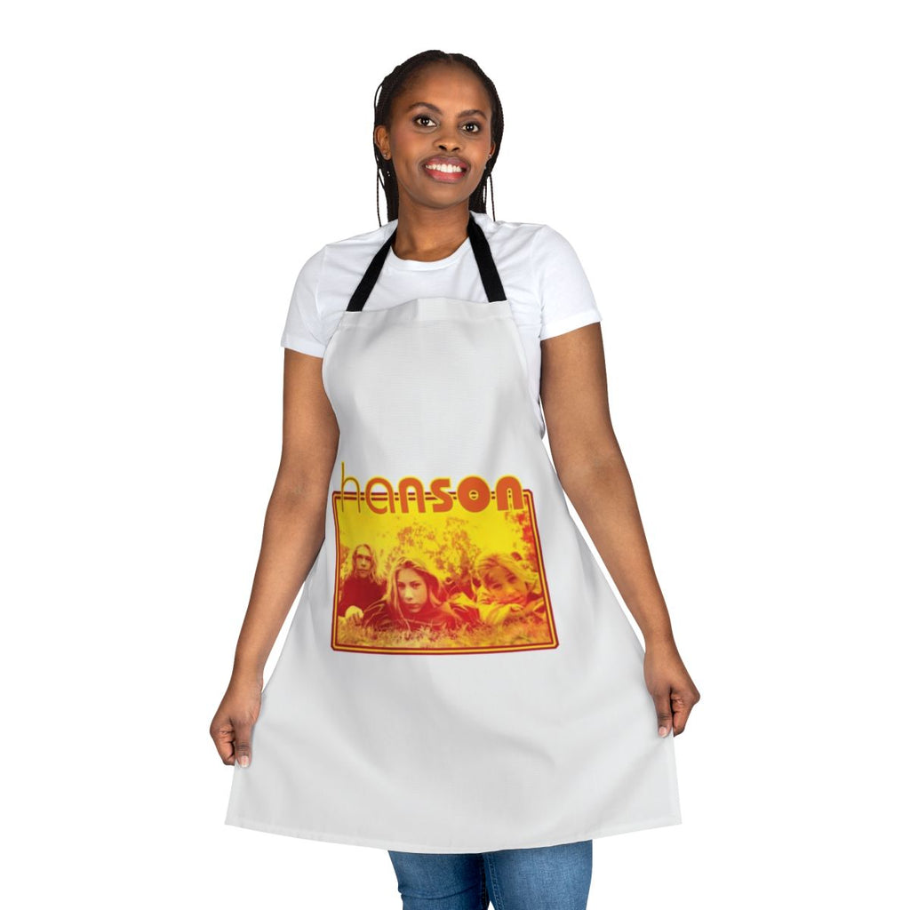 Vintage-inspired apron featuring the iconic MMMBop logo and design from the 90s pop band Hanson.