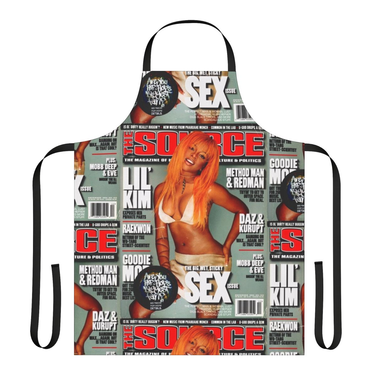 Retro 90s hip hop style apron featuring Lil Kim's iconic look