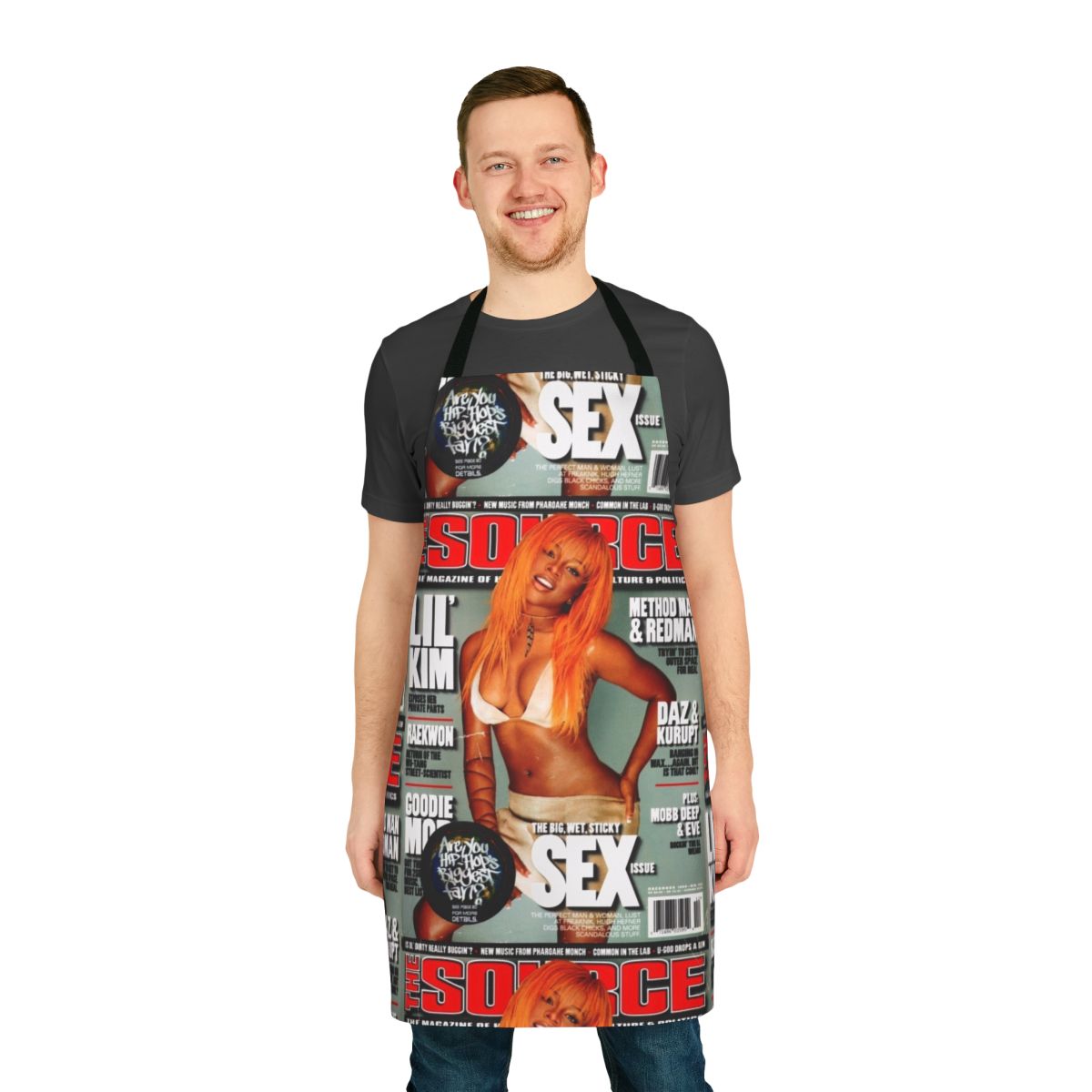 Retro 90s hip hop style apron featuring Lil Kim's iconic look