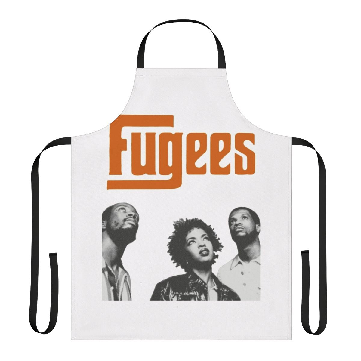 Retro apron design featuring The Fugees hip hop group logo and lyrics