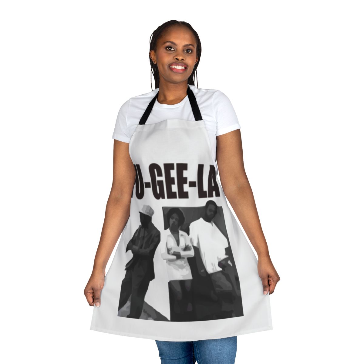 Retro 90s hip hop inspired apron featuring the iconic "Fu Gee La" design