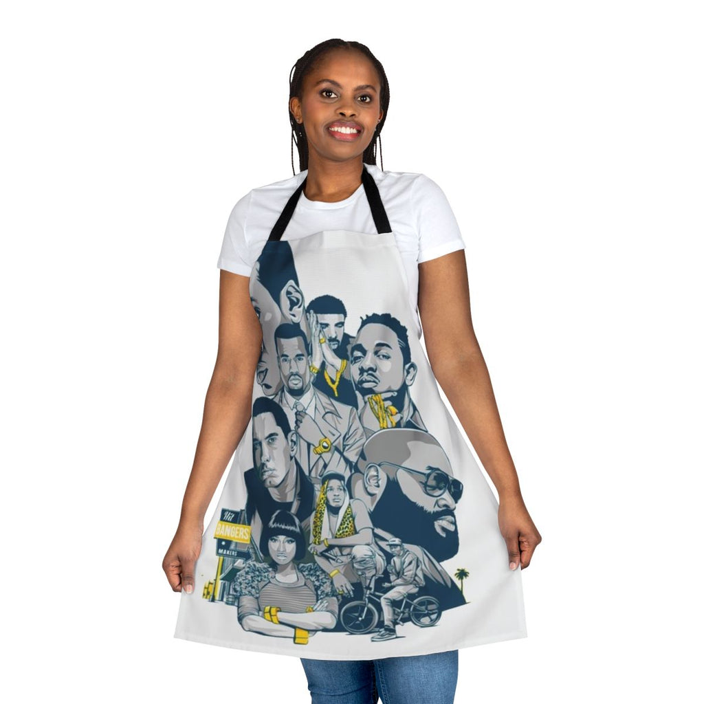 Retro 90s hip hop inspired apron with boom bap era graphics