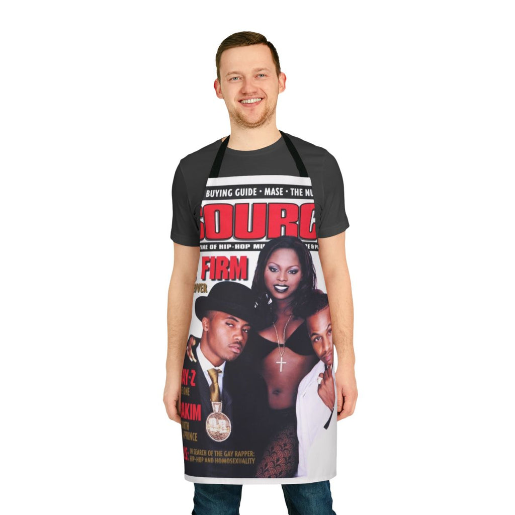 Vintage 90s hip hop style cooking apron with graphic design