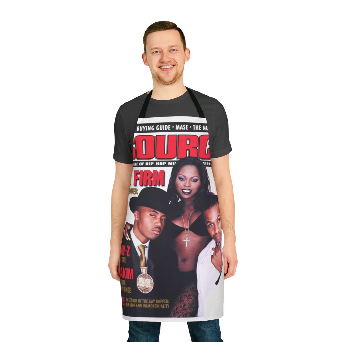 Vintage 90s hip hop style cooking apron with graphic design