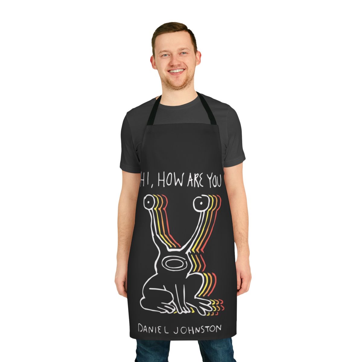 Retro 90s indie music inspired apron featuring the "Hi How Are You" graphic