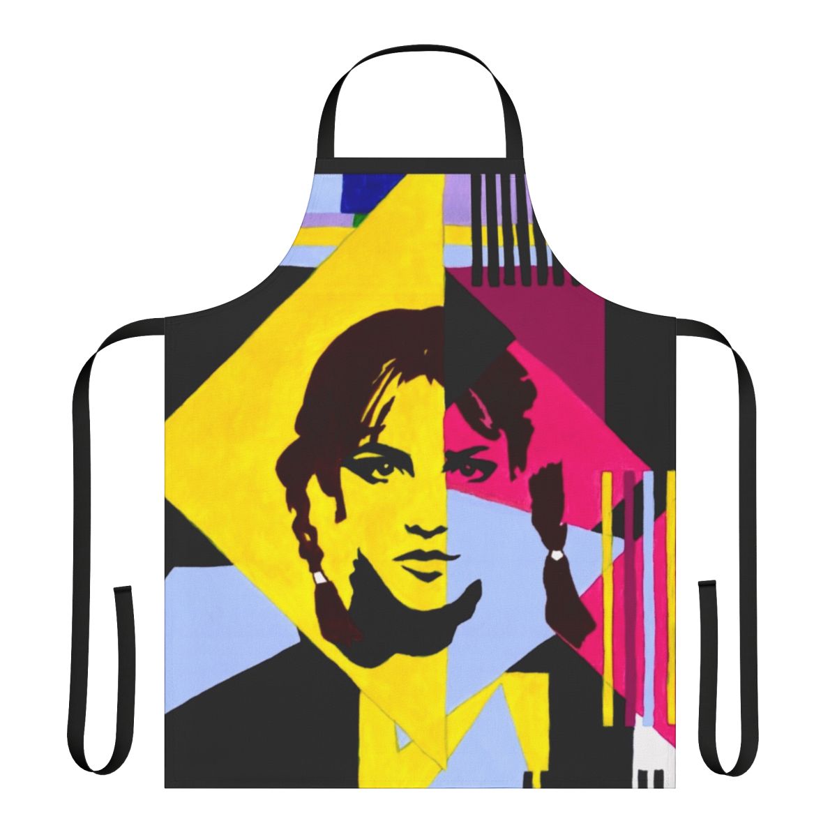 Stylish geometric pattern apron with 90s pop art inspired design