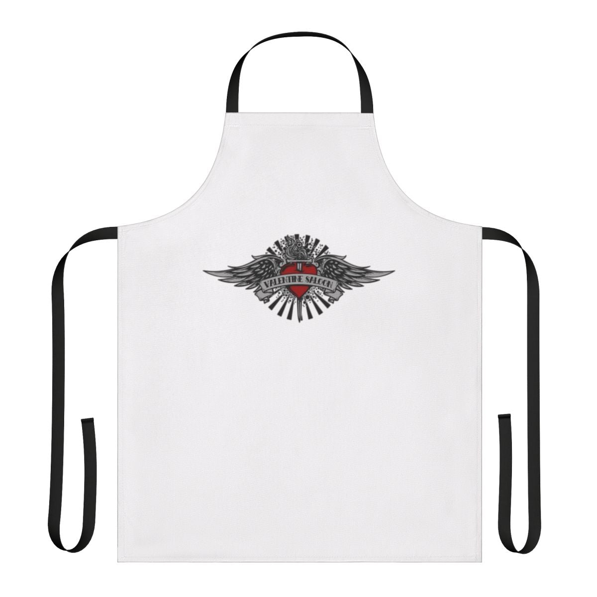 Retro 90s metal rock music-inspired apron with wings and heart design