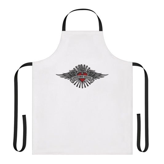 Retro 90s metal rock music-inspired apron with wings and heart design