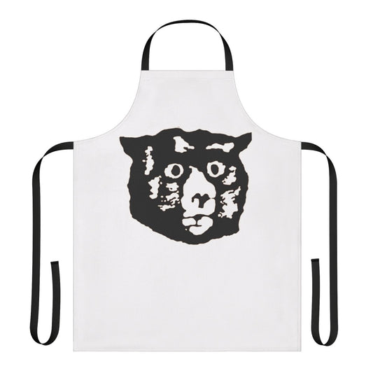 Retro 90s monster bear apron with cool R.E.M. and "What's the Frequency, Kenneth?" inspired design