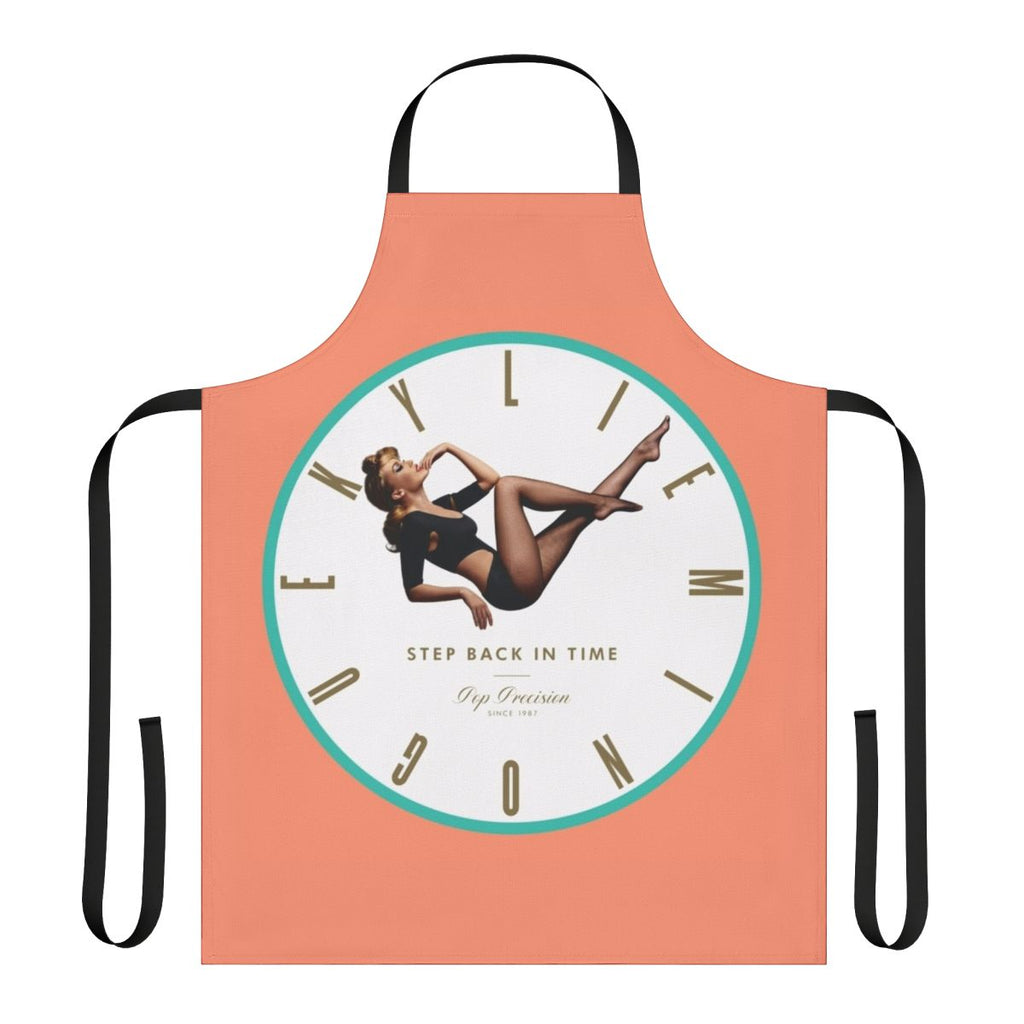 Retro-style apron with a 90s pop music theme