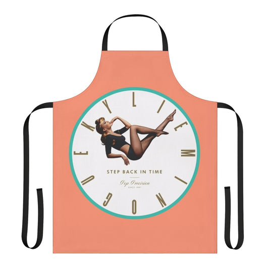 Retro-style apron with a 90s pop music theme