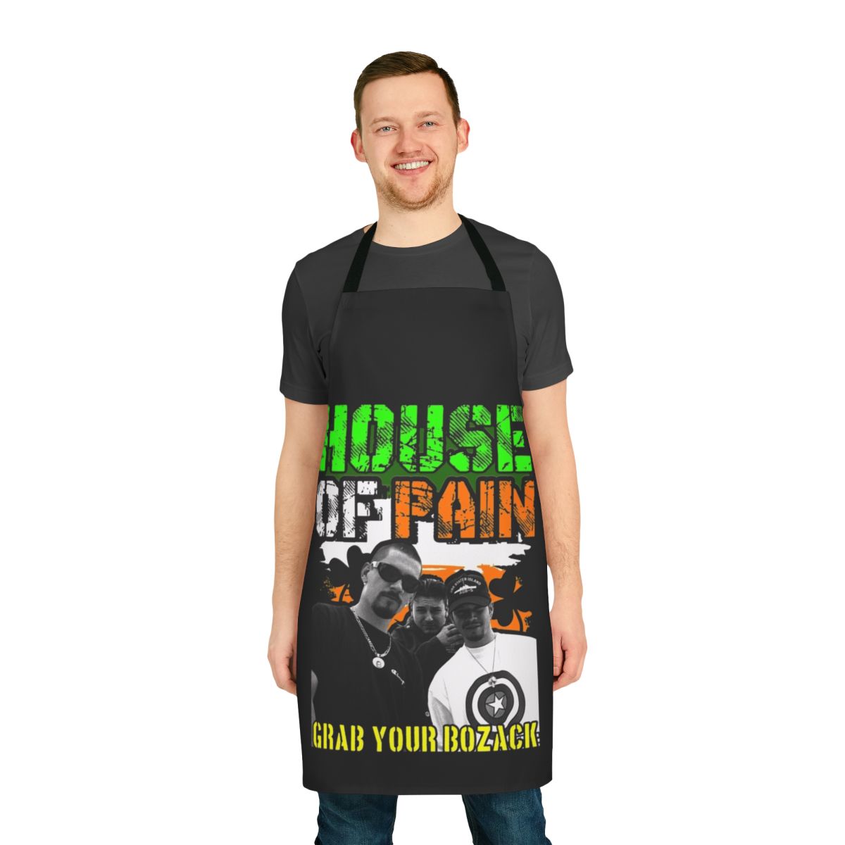 Retro 90s style long sleeve apron with Frank Turner inspired punk rock lyrics and typography