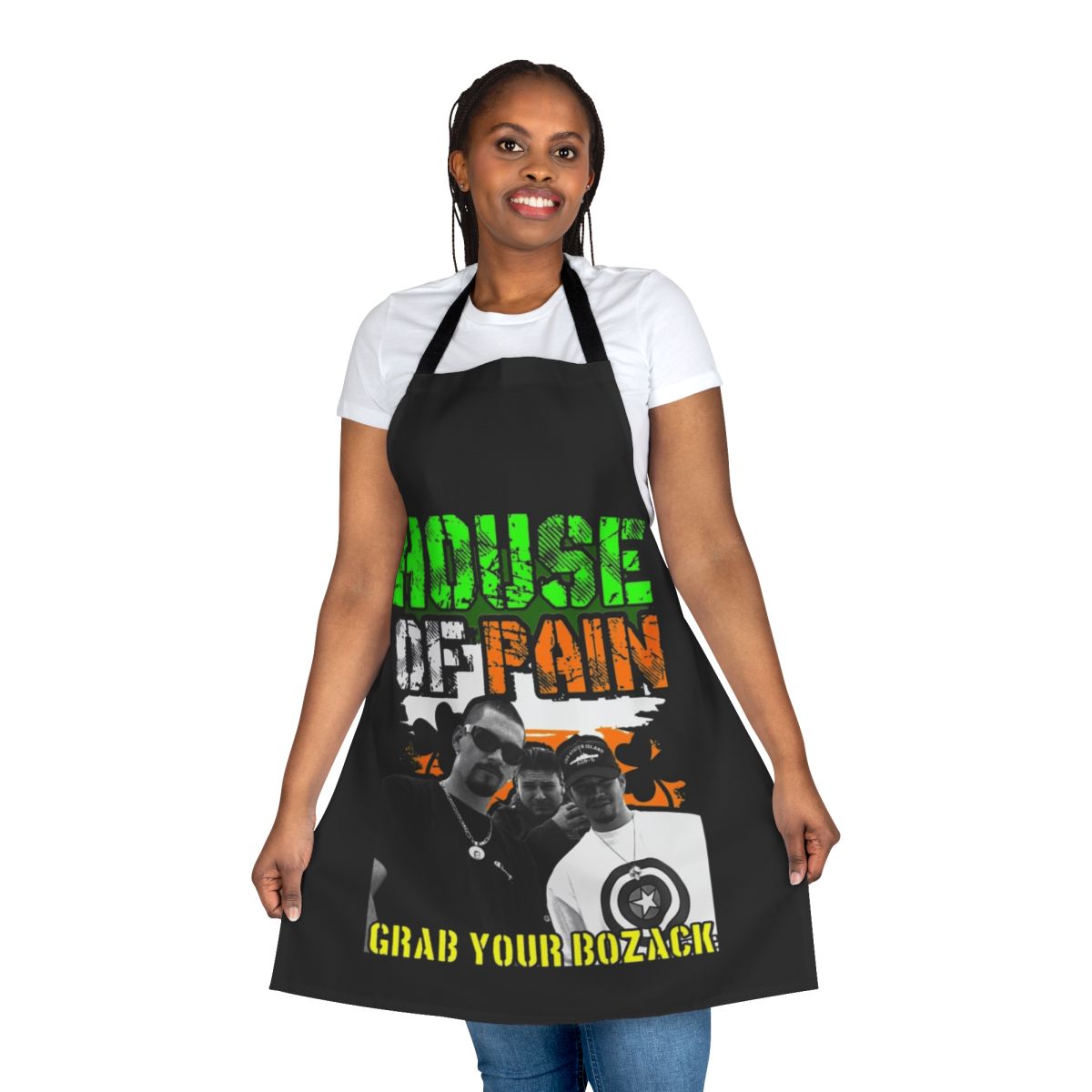 Retro 90s style long sleeve apron with Frank Turner inspired punk rock lyrics and typography