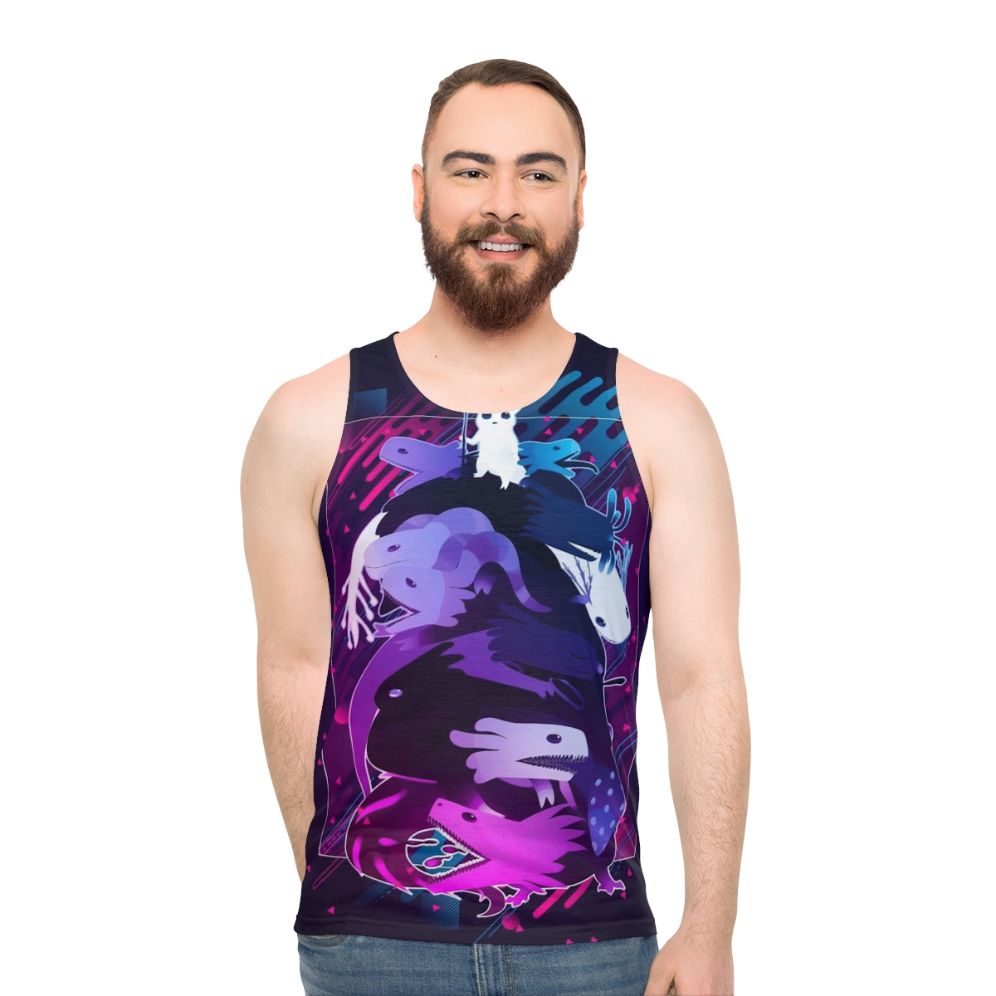 Retro 90s Rainworld Unisex Tank Top with Slug Cat Design