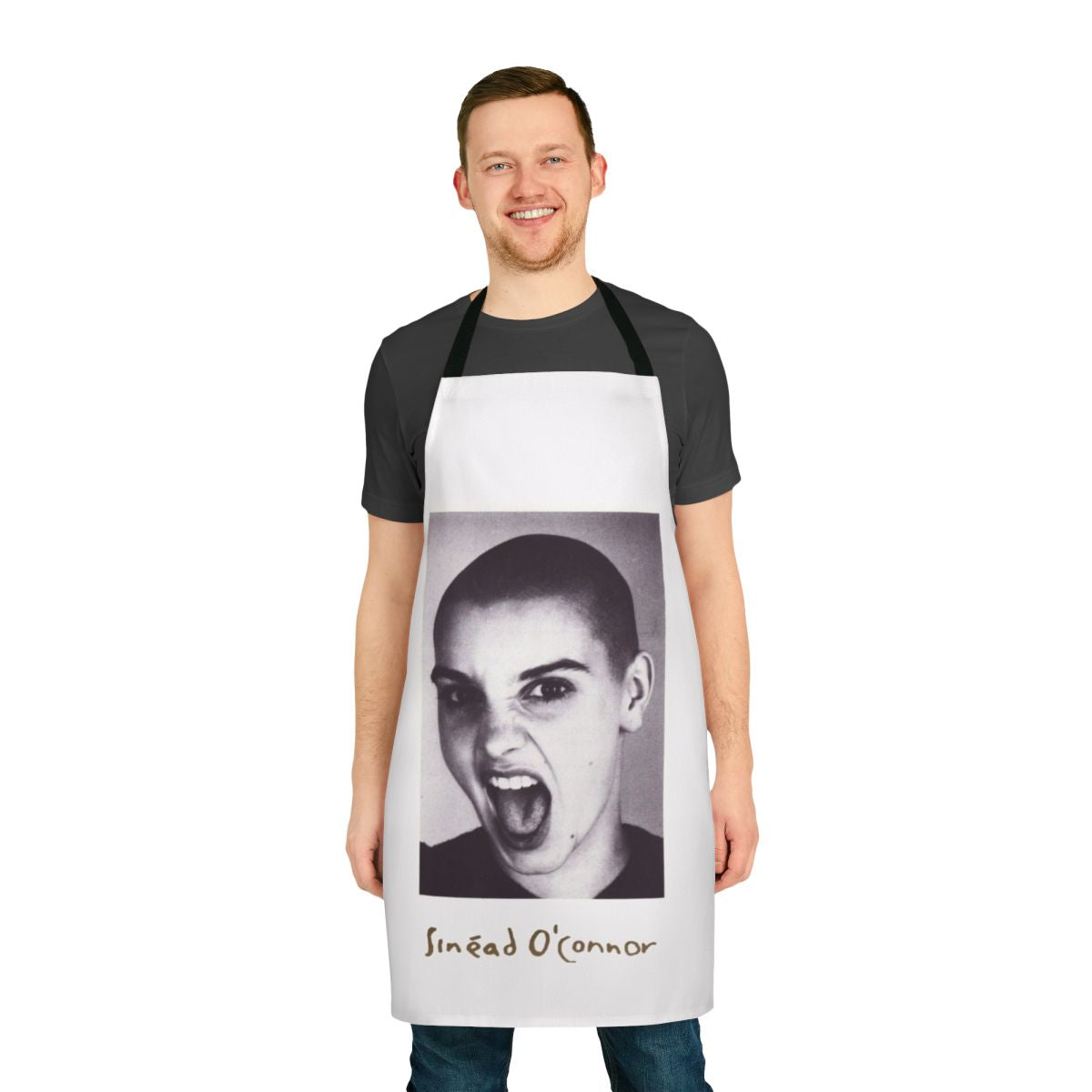 Vintage-style apron featuring Sinead O'Connor's iconic 90s look