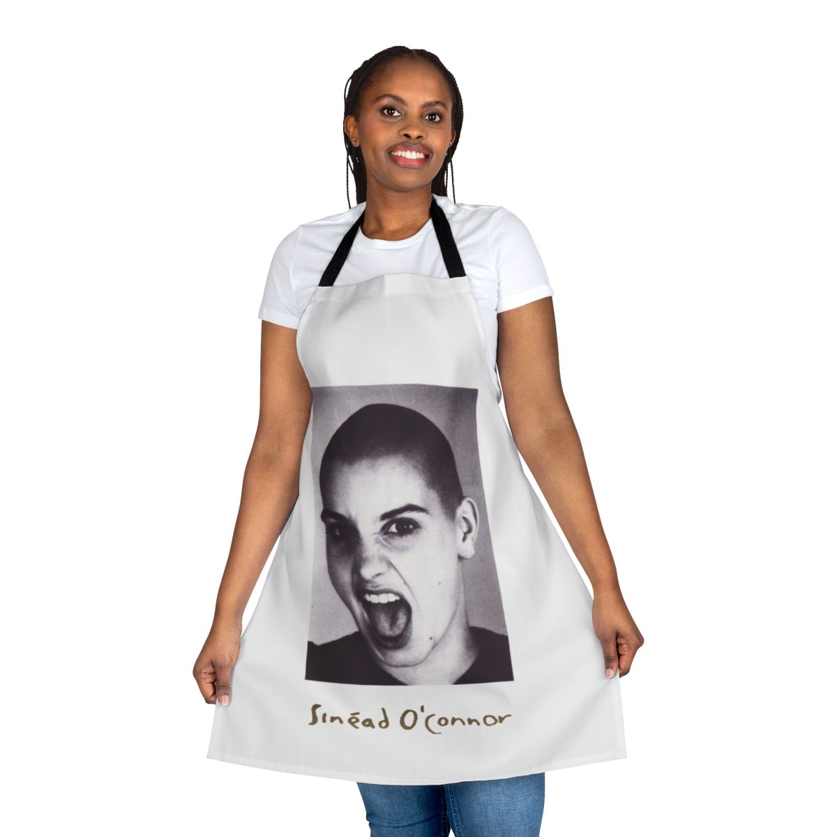 Vintage-style apron featuring Sinead O'Connor's iconic 90s look