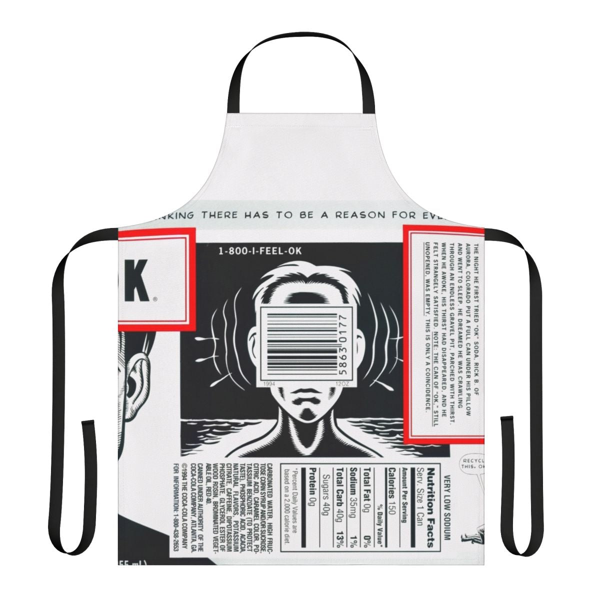 Vintage 90s-inspired soda pop apron featuring the discontinued OK Cola brand