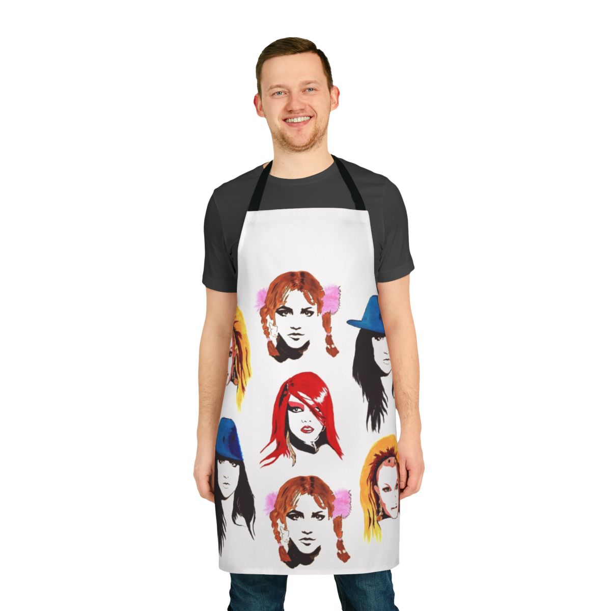 Retro 90s-style apron featuring a pop culture design
