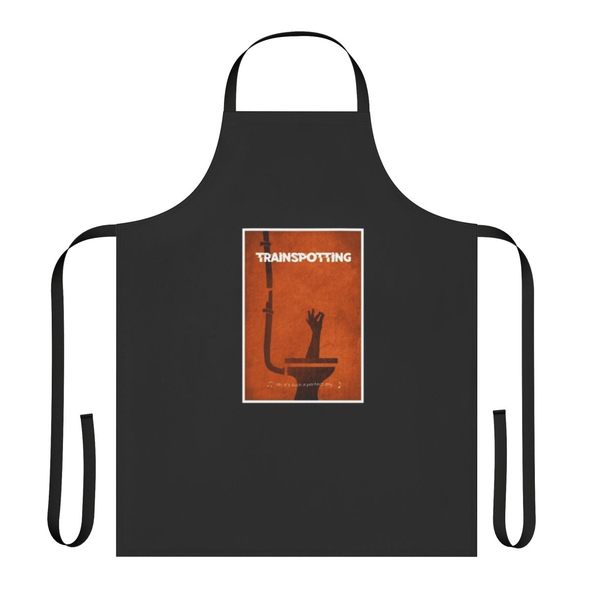 Trainspotting inspired apron featuring the cult film's iconic imagery and characters