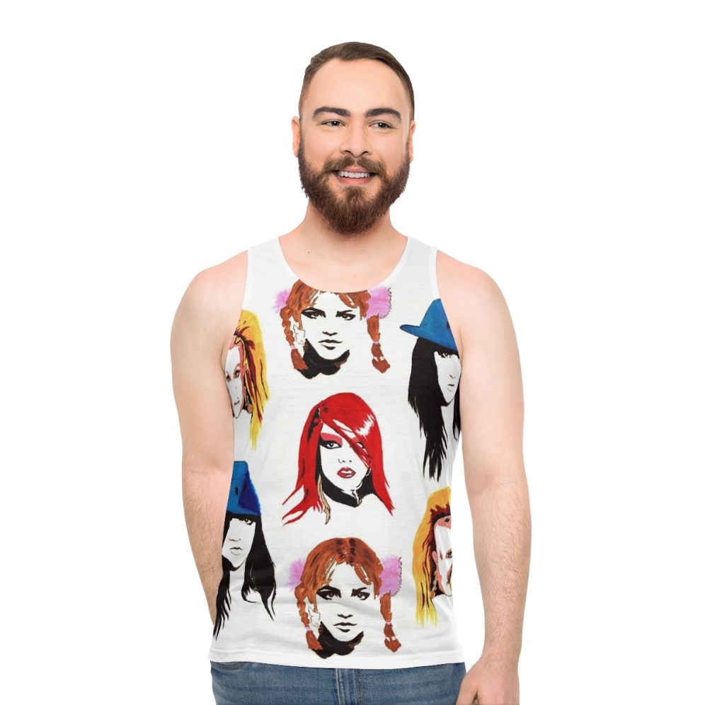 Retro 90s unisex tank top with pop culture design