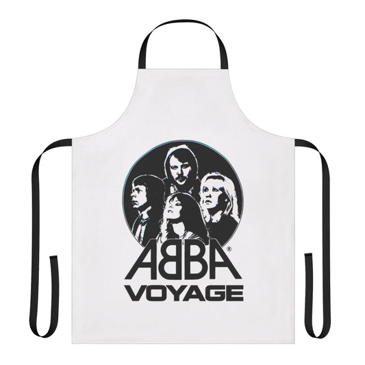 A vibrant apron featuring ABBA-inspired designs perfect for Mamma Mia fans