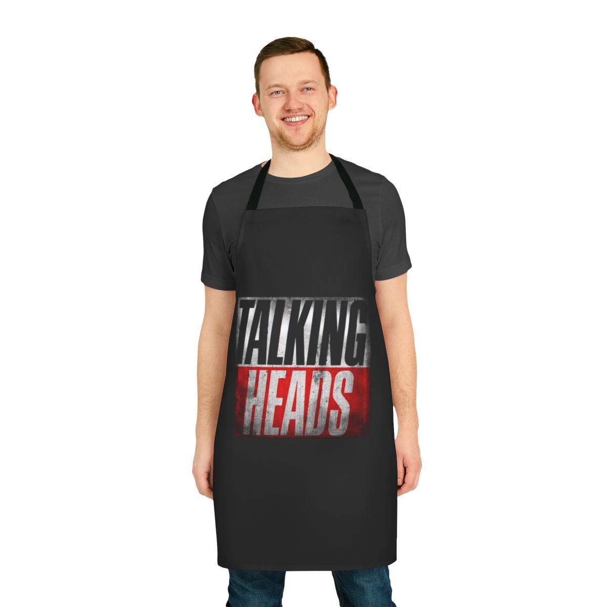 Talking Heads-inspired abstract art design printed on a high-quality apron