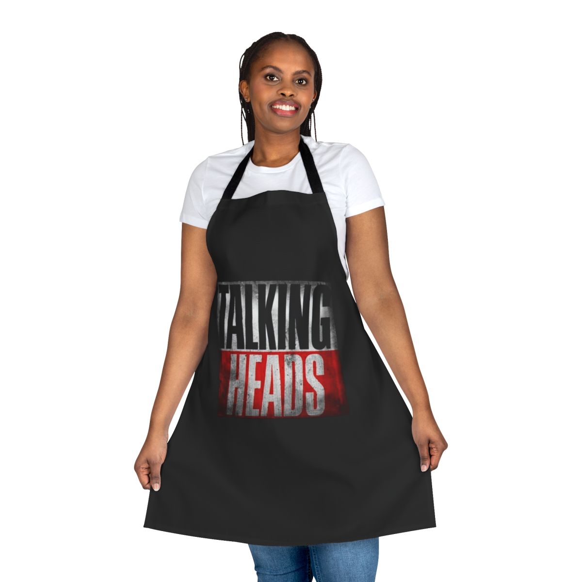 Talking Heads-inspired abstract art design printed on a high-quality apron