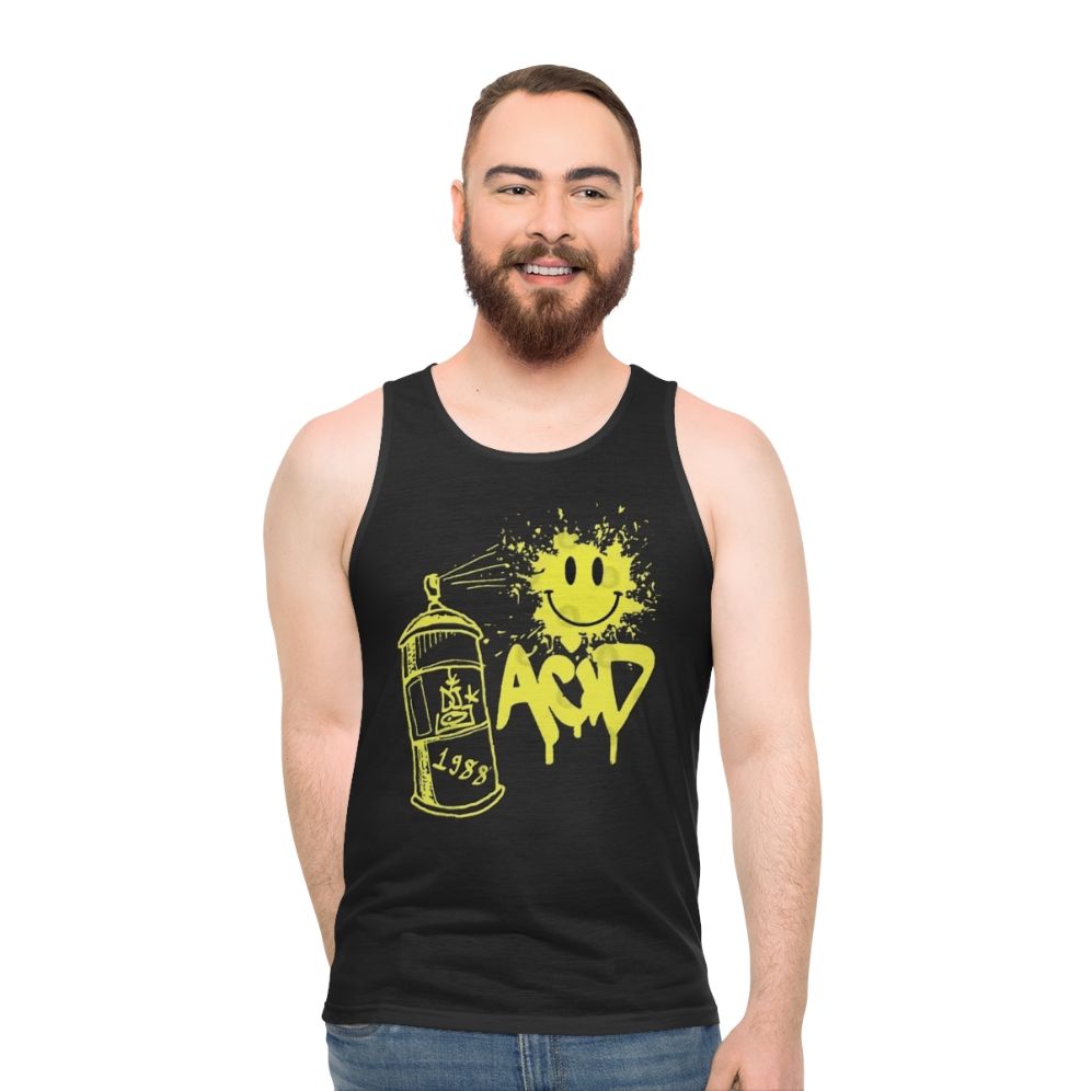Retro acid house music party unisex tank top