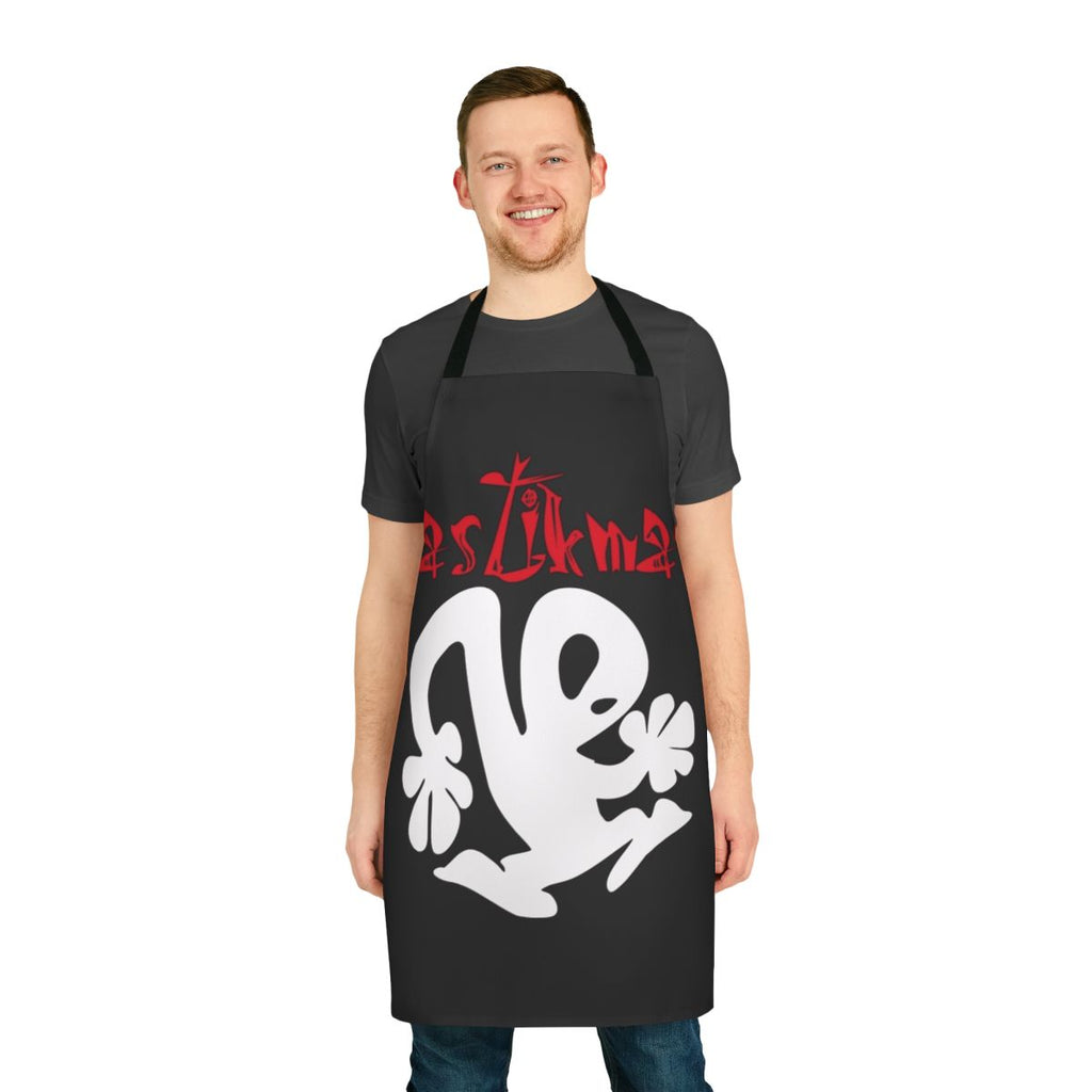Retro acid techno-inspired apron with a vintage, electronic music-themed design