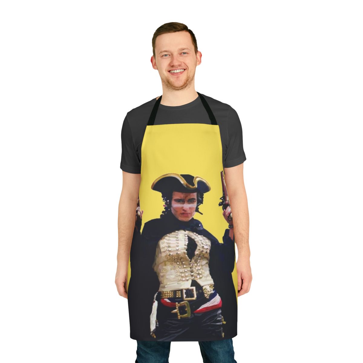 Retro-style apron featuring the iconic "Stand and Deliver" design inspired by the music of Adam Ant