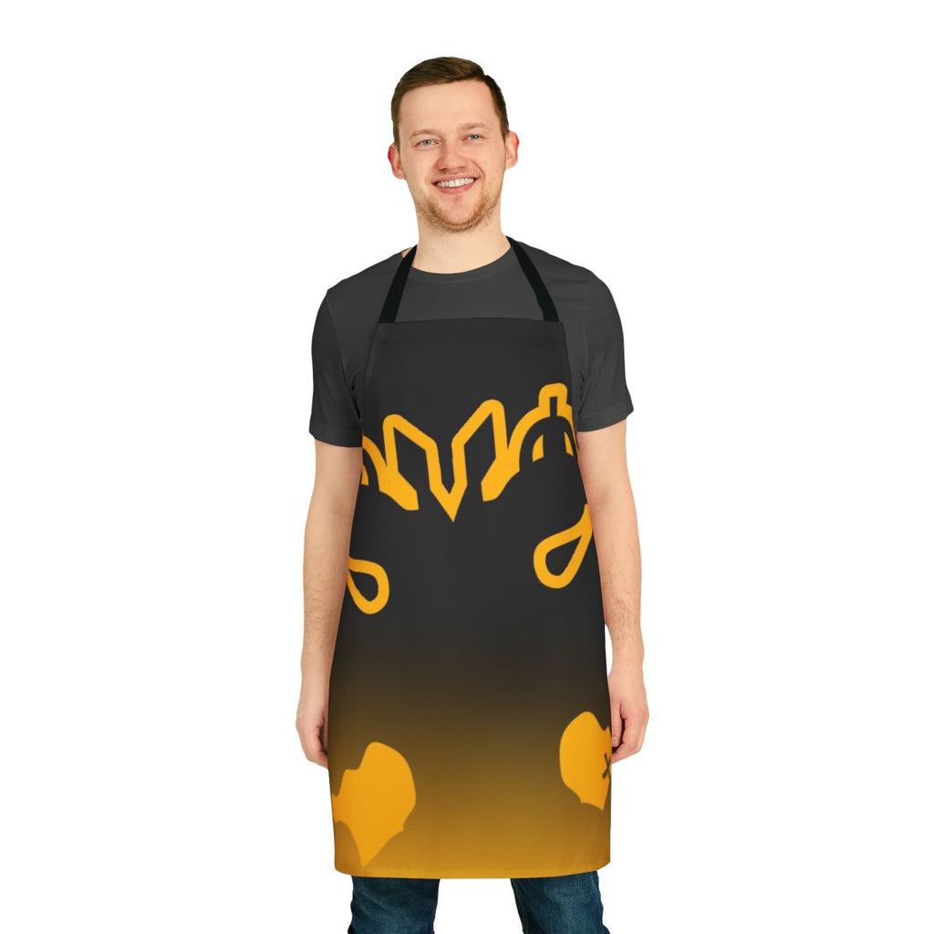 Retro-style AEK Athens inspired apron with classic football graphics