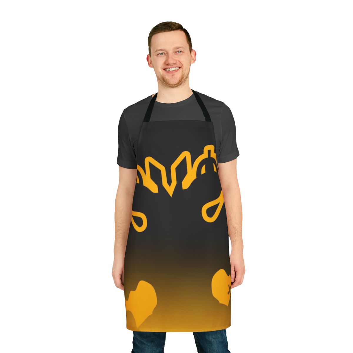 Retro-style AEK Athens inspired apron with classic football graphics