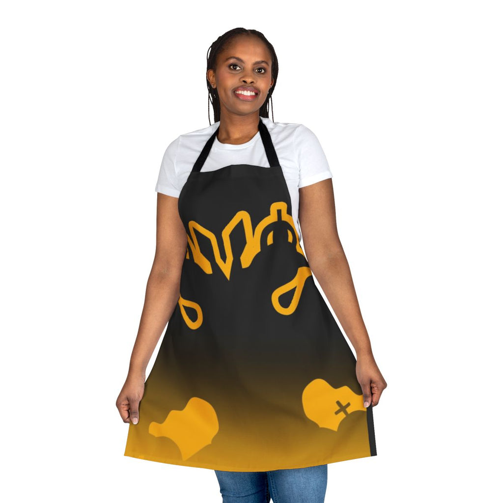 Retro-style AEK Athens inspired apron with classic football graphics