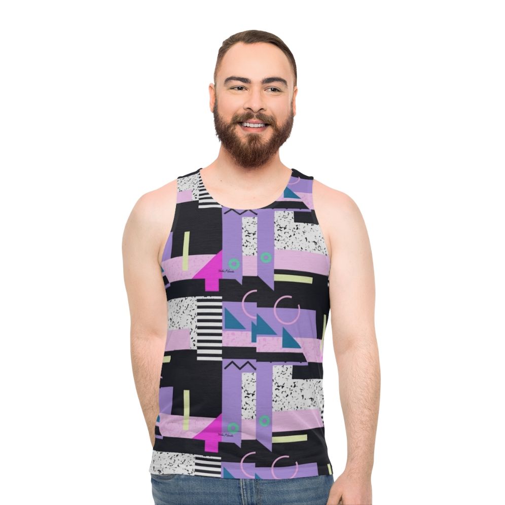 Retro aesthetic 90s 80s vaporwave pattern unisex tank top