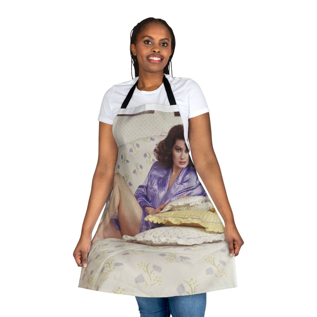 Retro-styled apron with an image of actress Edwige Fenech, a classic movie star from the golden age of Hollywood cinema.
