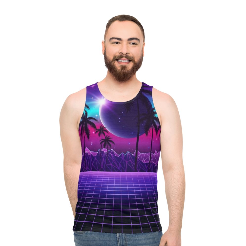 Retro aesthetic neon sunset unisex tank top