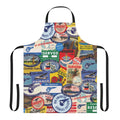 Vintage-style apron featuring a retro Pan Am travel sticker pattern design