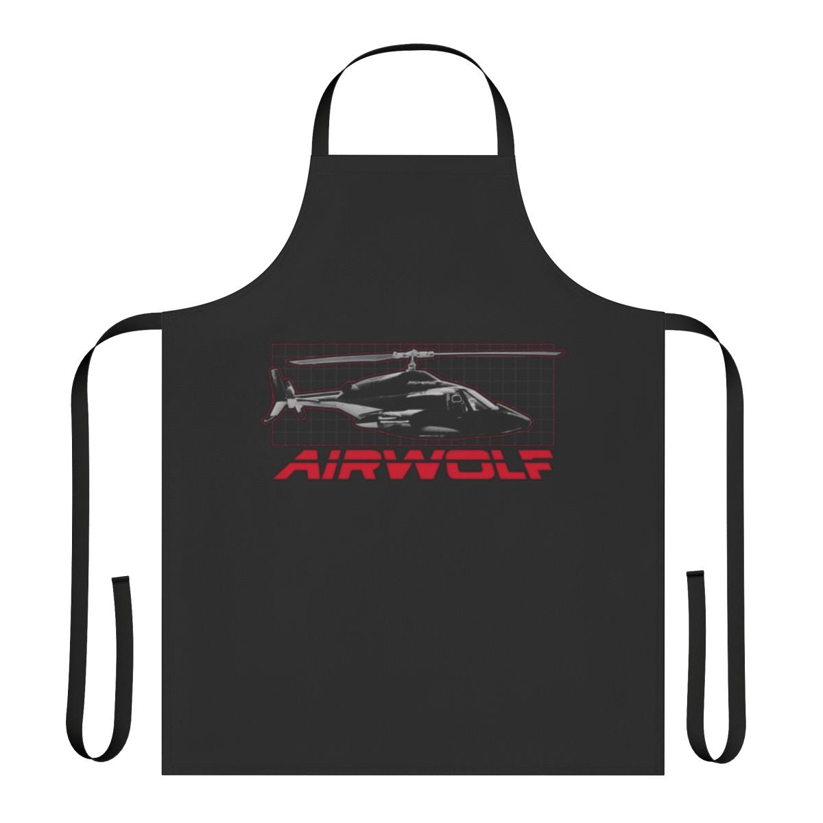 Airwolf-inspired apron with retro 1980s TV show imagery and graphics