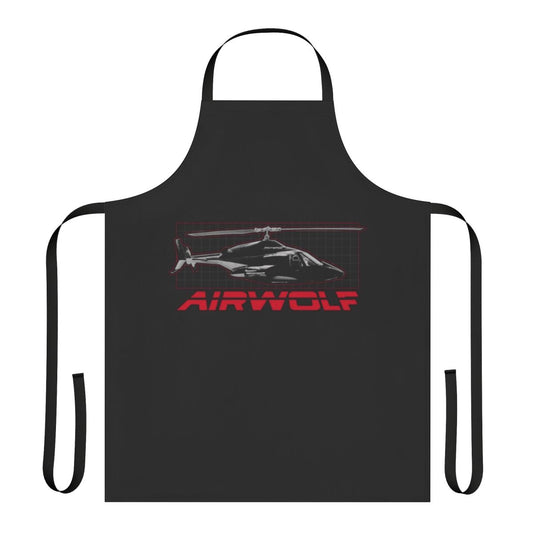 Airwolf-inspired apron with retro 1980s TV show imagery and graphics