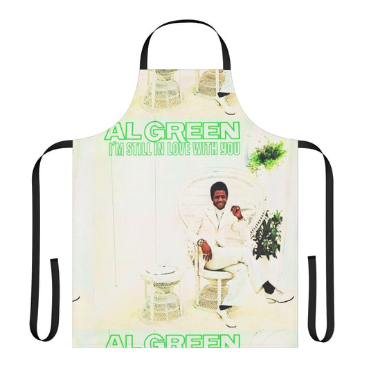Retro apron featuring a vintage album cover design with a funky, soulful music theme