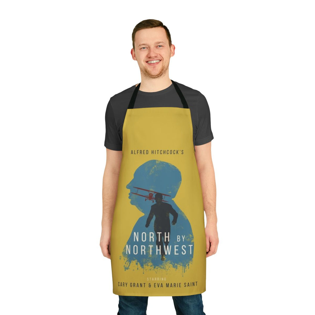 Vintage-style apron featuring the iconic Mount Rushmore scene from the Alfred Hitchcock film "North by Northwest"