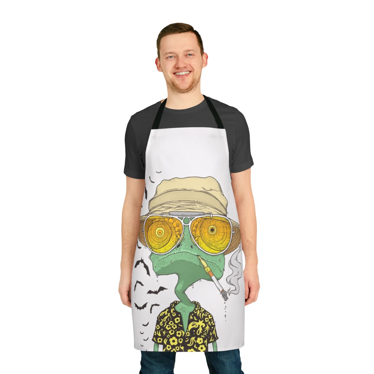 Retro animal print apron with Rango-inspired design