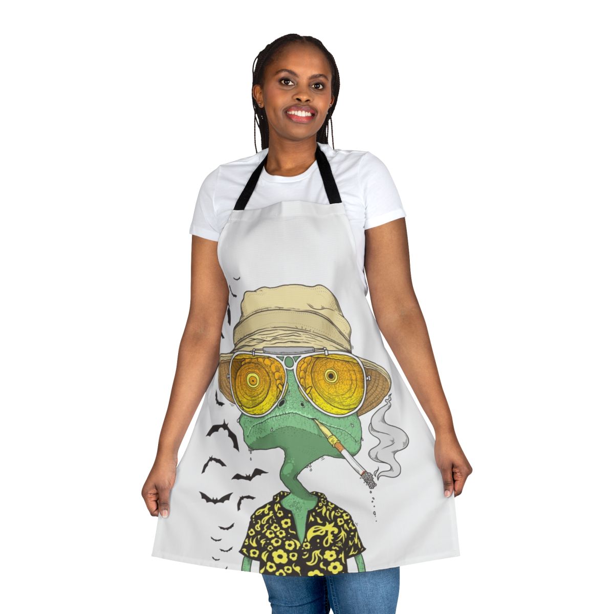 Retro animal print apron with Rango-inspired design