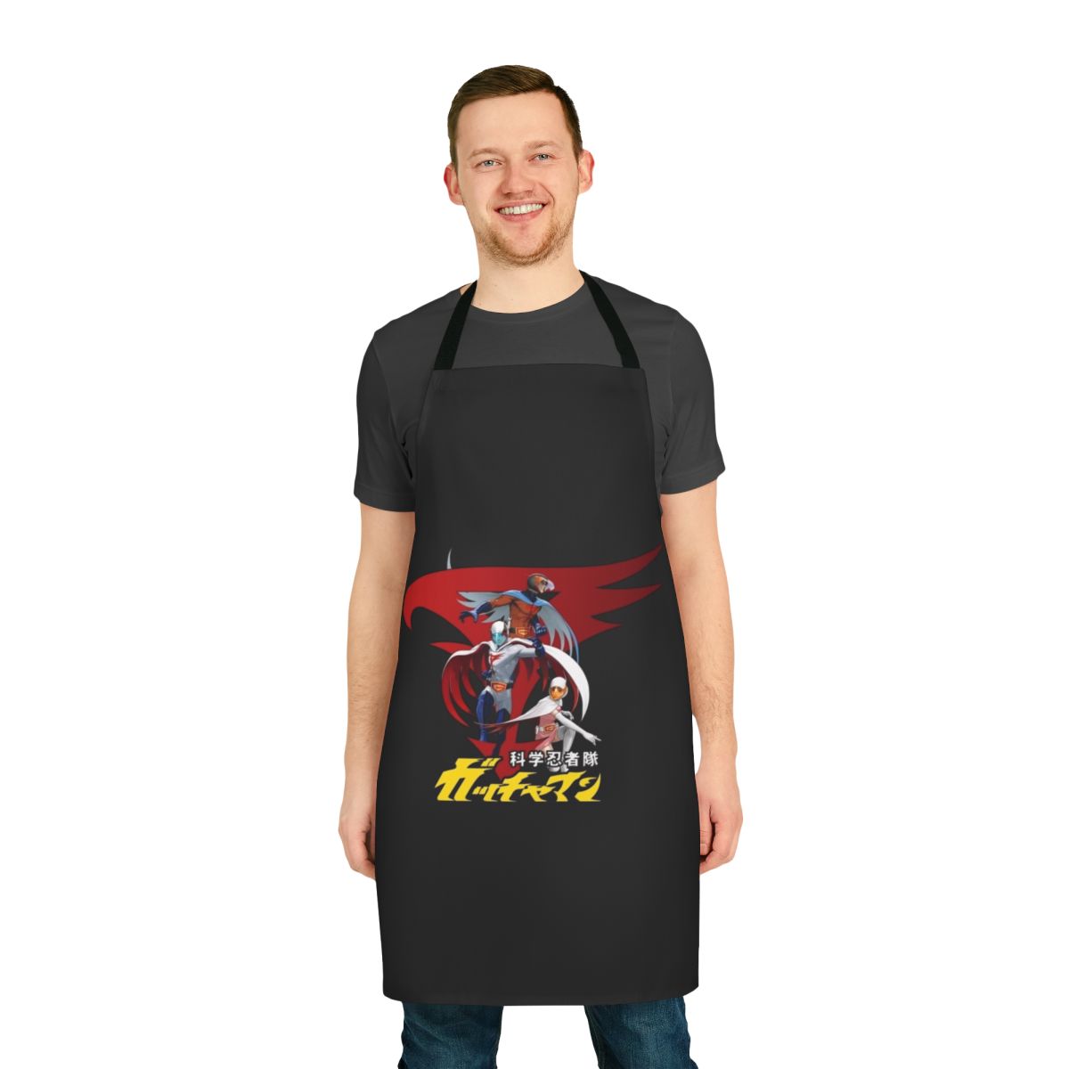 Retro anime-inspired apron featuring the G-Force team from Battle of the Planets
