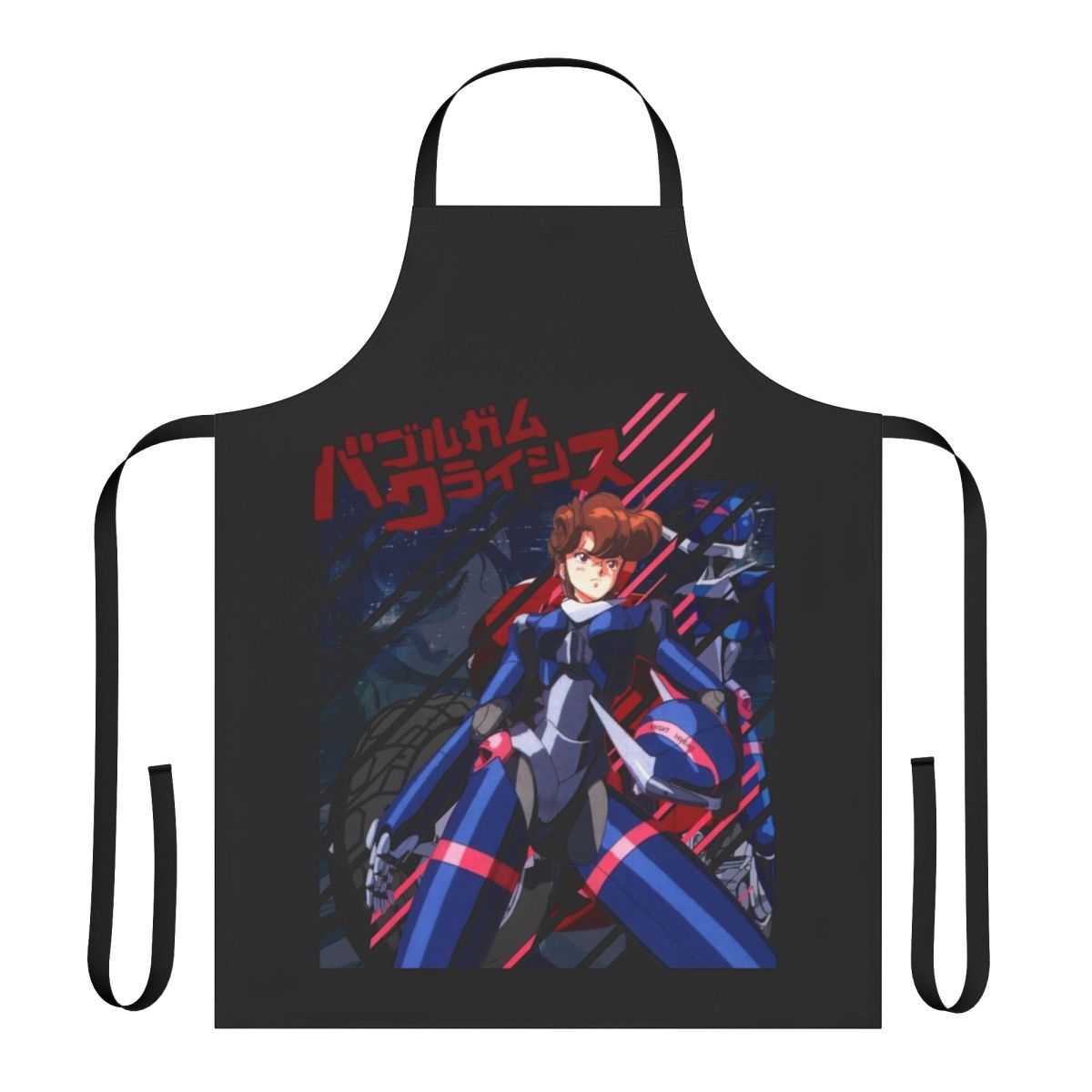 Retro anime-inspired apron featuring the Bubblegum Crisis theme