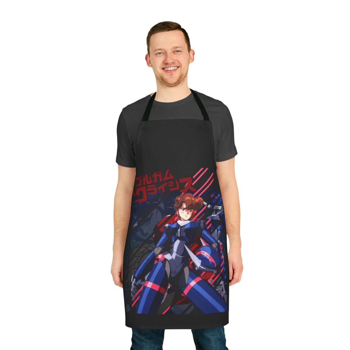 Retro anime-inspired apron featuring the Bubblegum Crisis theme
