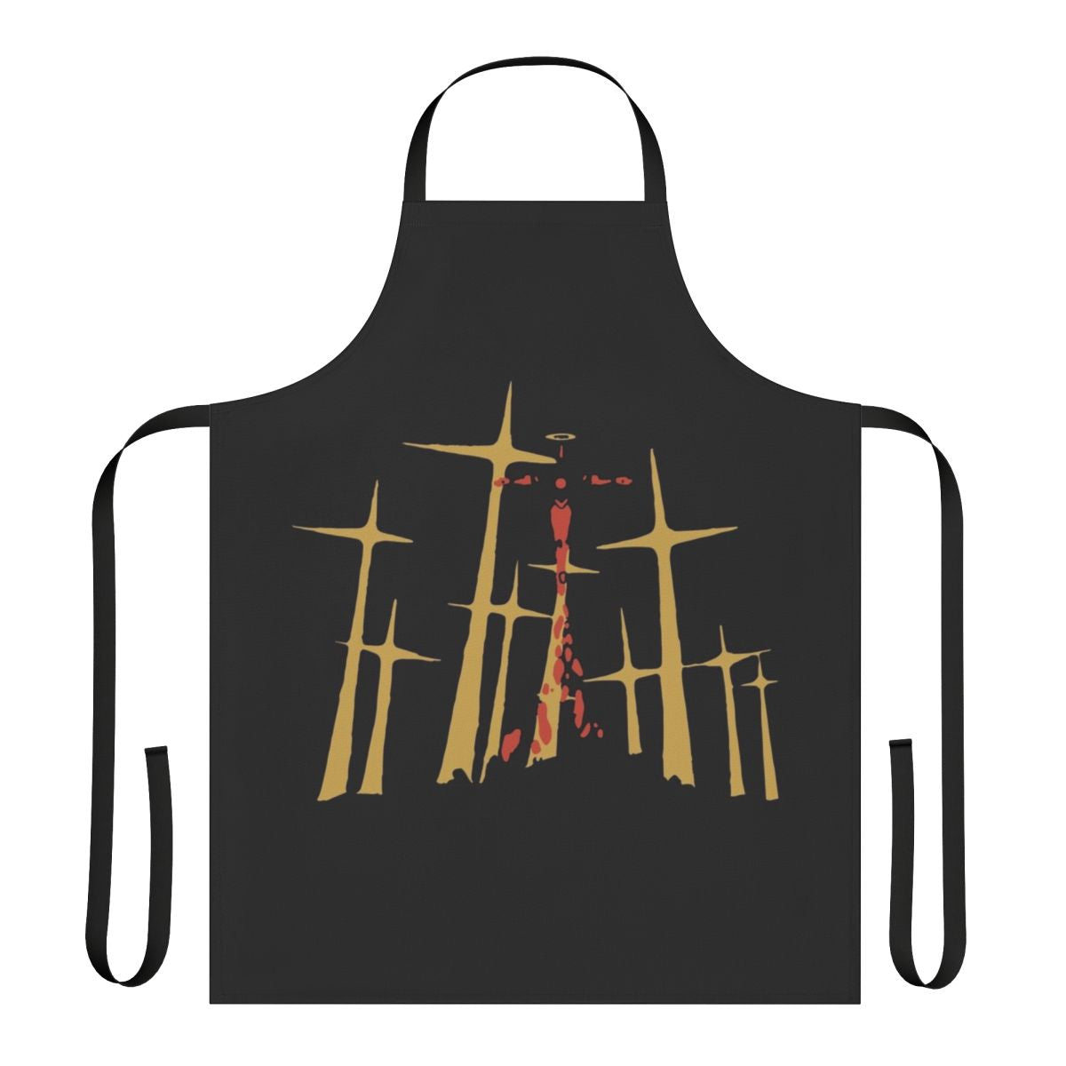Retro anime-inspired apron featuring Neon Genesis Evangelion characters and mecha design