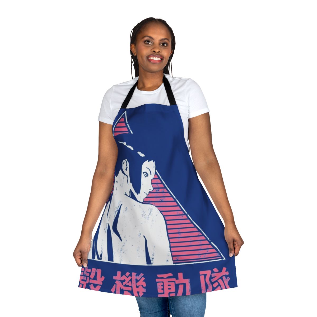 Retro anime-inspired apron featuring a vintage Ghost in the Shell design